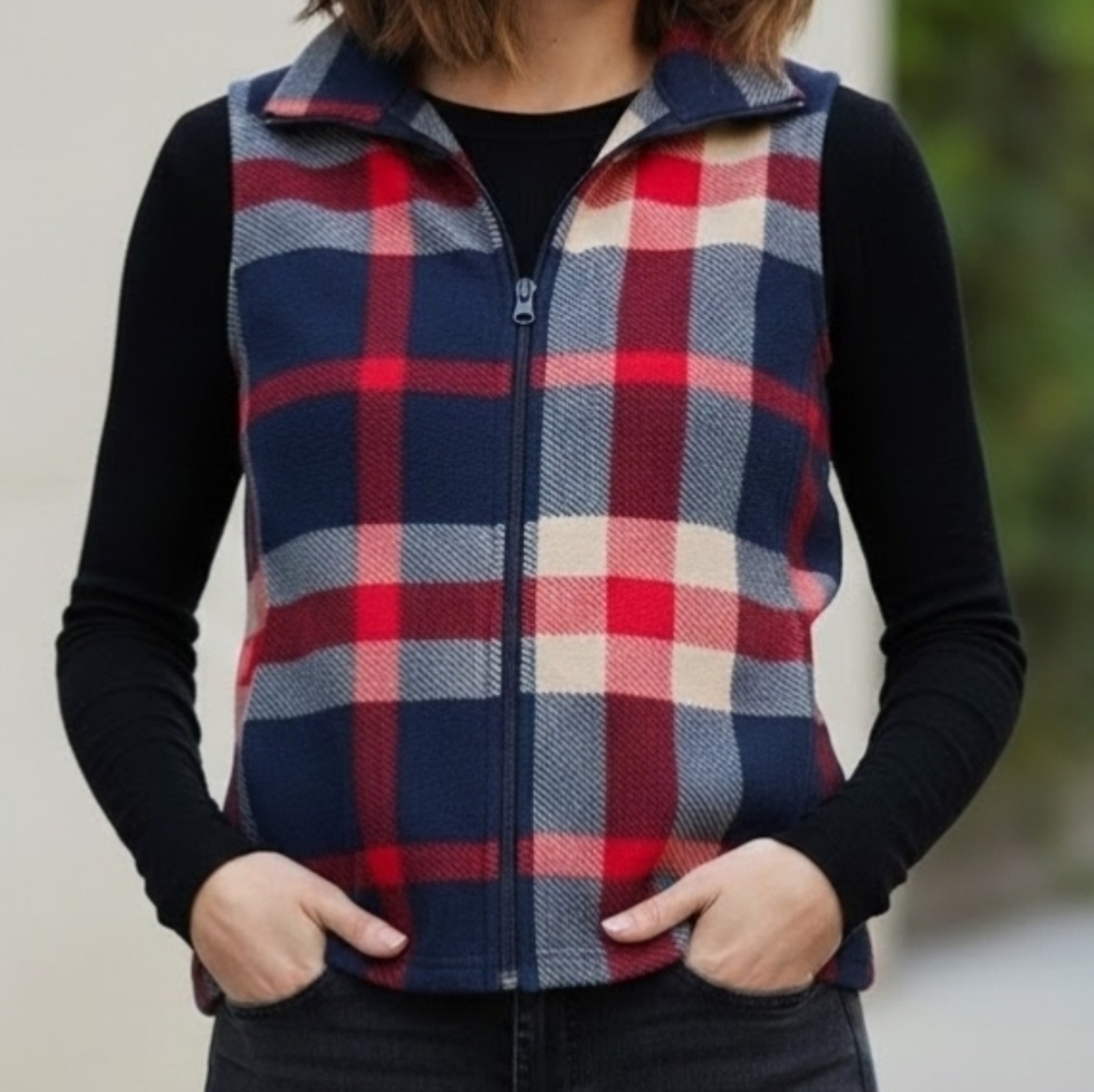 Dip Red and Blue Plaid Vest